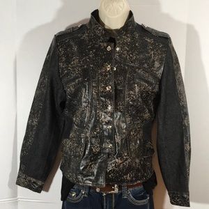 H&D leather and denim moto jacket M
